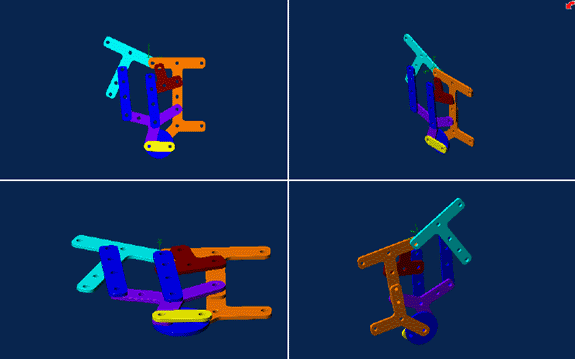 Quick Overview of 4-Views - Multi-Bar Linkage Animation